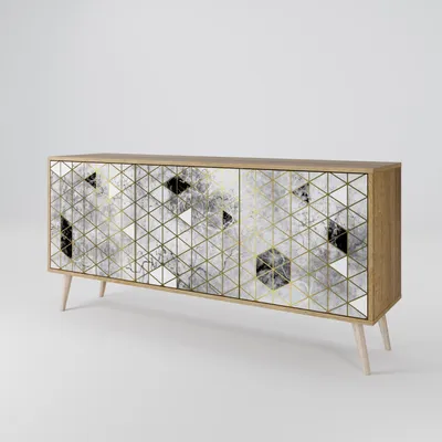Produktbild von Spacerebels Kommode mit 3 Türen - Sideboard Komodenschrank - Highboard - Kleiderschrank Möbel - Wohnzimmer Schlafzimmer - 57,5×111×42 (HxBxT)