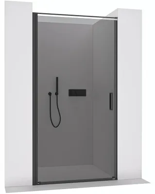 Produktbild von Drehtür für Dusche, links/rechts - 8 mm - Schwarz matt, getöntes Glas - 100x195 cm