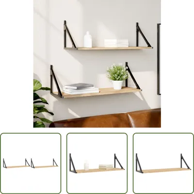 Obrázok produktu pre The Living Store Nástenné police 2 ks dub sonoma 80x25x25,5 cm materiál na báze dreva