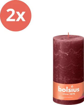 Zdjęcie produktu dla Bolsius - Rustykalna świeca filarowa - 200/100 - 1 sztuka w opakowaniu - aksamitna czerwień - opakowanie wartościowe - 2 sztuki