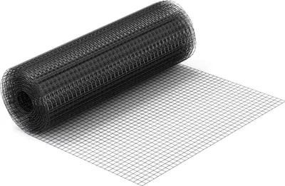 Produktbild von Wiltec Maschendrahtzaun Schwarz 100 cm x 10 m, 0,9 mm Stärke 12x12 mm Maschengröße, Volierendraht 4-Eck aus Stahl verzinkt, Drahtgitter, Vogeldraht