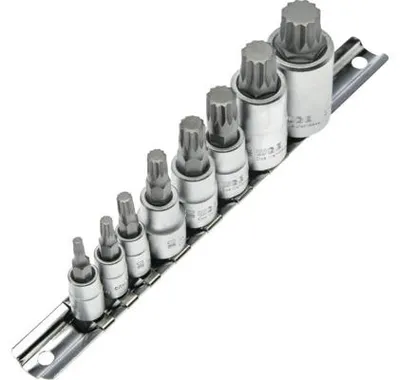 Produktbild von Steckschlüssel Einsatz Set WGB, Innenvielzahn, 1/4, 3/8", 1/2", 8 tlg."