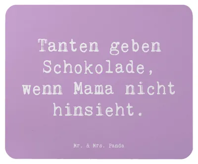 Produktbild von Mr. & Mrs. Panda Mouse Pad Spruch Tante Schokolade - Lavendeltraum - Geschenk, Spaß, Verwandtschaft, handgemacht, Nichte, Neffe, mousematte, Lächeln, Mauspad, Geheimnisse