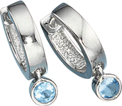 Produktbild von JOBO Creolen blau 925 Sterling Silber rhodiniert 2 blaue Kristalle Ohrringe