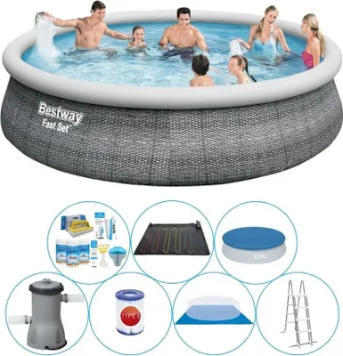 Zdjęcie produktu dla Zestaw basenowy - Bestway Fast Set 457x107 cm okrągły - rattanowy