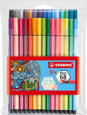 Zdjęcie produktu dla STABILO Pen 68, Średni, 30 kol., Wielobarwny, Końcówka pociskowa, 1 mm, Wielobarwny