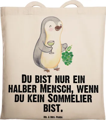 Produktbild von Mr. & Mrs. Panda canvas tasche Sommelier Herz - Transparent - Geschenk, Shopping, dokumententasche, totebag, Jutebeutel, Tote Bag