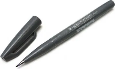 Obrázek produktu pro Pentel® SES15C-N pero s vláknovým hrotem Sign Pen Brush - štětečkový hrot, šedá barva