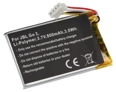 Zdjęcie produktu dla Akumulator pasujący do JBL Go 3, litowo-polimerowy, 3,7 V, 800 mAh, 3,0 Wh