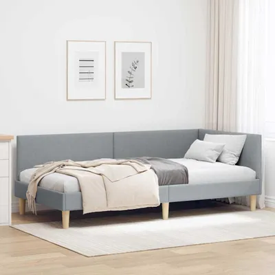 Obrázok produktu pre Maison Exclusive – rohový rám postele, svetlosivý, 80 cm x 200 cm, látka a preglejka