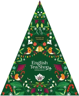 Zdjęcie produktu dla KALENDARZ ADWENTOWY (HERBATY I HERBATKI)PIRAMIDKI (GREEN TRANGULAR – 13 SMAKÓW) (25 x 2 g) 50 g - ENGLISH TEA SHOP ORGANIC