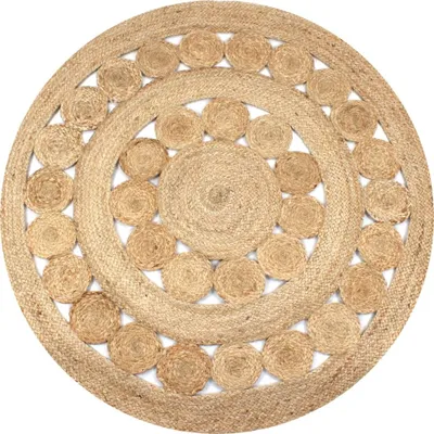 Immagine prodotto di The Living Store Tappeto con motivo intrecciato in iuta 150 cm rotondo