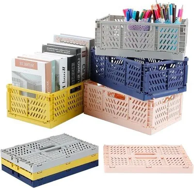 Produktbild von Famanu Aufbewahrungsboxen aus Kunststoff - 4 Stück, stapelbar, mit Griff - für Küche, Büro, Schlafzimmer - 30,5 x 20 x 12,2 cm