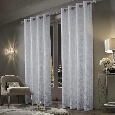 Samtvorhang mit Silbermuster, blickdicht, 100% Verdunkelung, 2er-Set, 213x132 cm