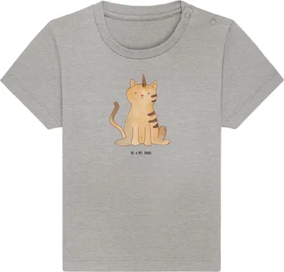 Produktbild von Mr. & Mrs. Panda  T-Shirt Einhorn Katze 12. - 18. Monat - Heather Grey - Geschenk, Kinder Shirt, Baby Oberteil, Glitzer, Babyshirt, Unicorn, Kleinkind, Regenbogen
