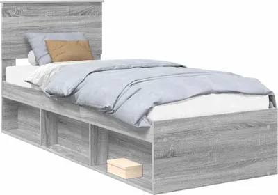 Produktbild von vidaXL Bettrahmen Graues Sonoma 75 x 190 cm Massives Kiefernholz