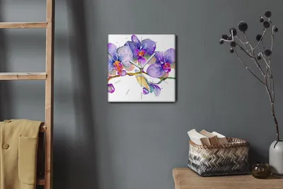 Produktbild von Coloray Hodiny Unikátní 30x30 cm  Tiché hodiny Pro obývací pokoj a kuchyň Nástěnné hodiny Plátno Bílé ručičky hodin - Malování květinových větví