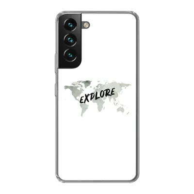 Produktbild von MuchoWow® Handyhülle Schutzhülle Hülle für Samsung Galaxy S22 Weltkarte - Grau - Zitat Silikon Softcase Handy Hülle - Mobiltelefonhülle