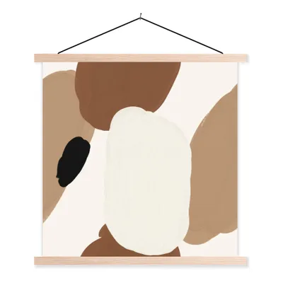Produktbild von MuchoWow® Textilposter Braun - Flecken - Design 60x60 cm mit holzfarbenen Rahmen - Wanddekoration