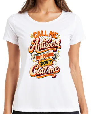 Obrázek produktu pro Tričko s potiskem "Call Me Antisocial But Please Don't Call Me Lustig" (Říkejte mi antisociální, ale prosím, neříkejte mi Lustig), bílé barvy, velikost M