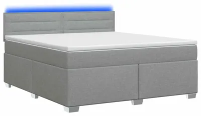 Immagine prodotto di Letto con rete a molle e materasso, colore grigio chiaro, 140 x 190 cm, rivestito in tessuto