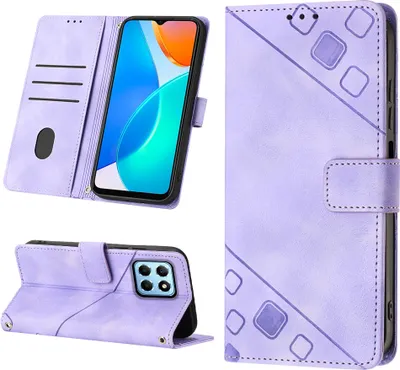 Produktbild von Hülle für Honor X6 /Honor X8 5G Prägung Flip Leder Brieftasche Schutzhülle mit Ständer Lila