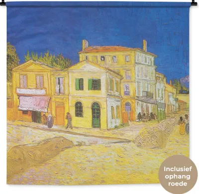 Produktbild von MuchoWow® Wandteppich Wandbehang Das gelbe Haus - Vincent van Gogh 150x150 cm Tapisserie Dekoration Wandtuch - Wohnaccessoires - Modernes
