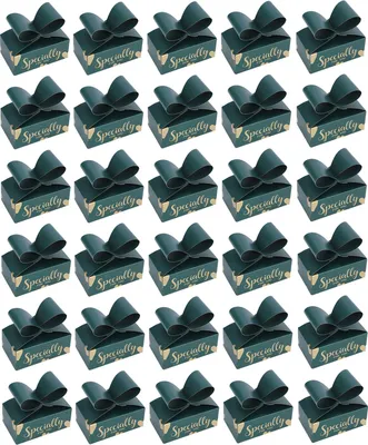 Image de 30PCS Boîtes à bonbons avec nœud Boîte à friandises pour biscuits Fête Noël Anniversaire Mariage FournituresVert