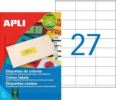 Image de Etiquettes 70x31mm APLI A4 100 feuilles rouge fluo