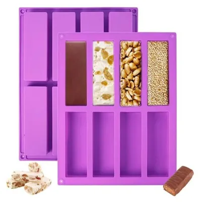 Produktbild von 2 Stück Müsliriegel Form Silikon Antihaft, 8 Mulden Energieriegel Backform, Silikonform Rechteckig Backform Riegel für Brotbrot, Brownie,