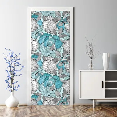 Produktbild von Dekorative Türposter Aufkleber Türsticker selbstklebend Klebefolie Rosen weiß schwarz 70 x 200 cm