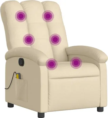 Image de vidaXL Fauteuil relax de massage, tissu crème