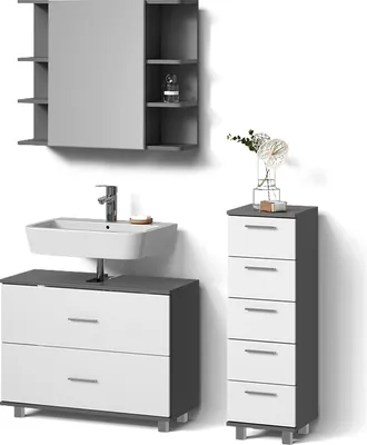 Immagine prodotto di Set mobili bagno Livinity Eisak Bianco/antracite 3 parti, Model 52592