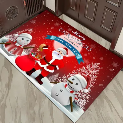 Produktbild von Weihnachtsteppich Fußmatte 40 x 60 cm Flanell-Polyester rutschfest 3D-Druck