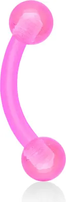Produktbild von viva-adorno 1,2x8x3mm Piercing Banane Augenbrauenpiercing Kunststoff Kunststoff Kugeln in verschiedenen Farben und Größen Z306, pink
