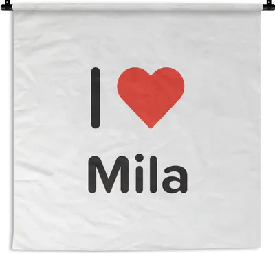 Produktbild von MuchoWow® Wandteppich Wandbehang Ich liebe - Mila - Mädchen 150x150 cm Tapisserie Dekoration Wandtuch - Wohnaccessoires - Modernes