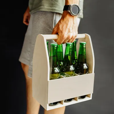 Produktbild von Creative Deco Flaschenträger Holz für 6 Bierflaschen - Bierträger Flaschenhalter