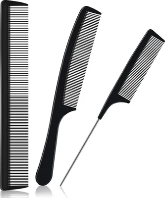 Image de Kit professionnel de peignes à cheveux - Kit de peignes de coiffure 3 pièces en carbone