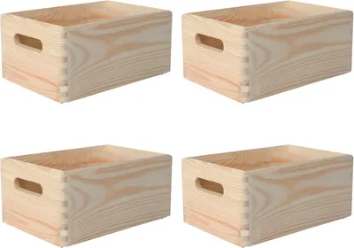 Obrázek produktu pro Creative Deco Sada 4 dřevěných krabiček s uchy - 30 x 20 x 14 cm