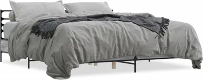 Produktbild von vidaXL Bettgestell Grau Sonoma 200x200 cm Holzwerkstoff und Metall
