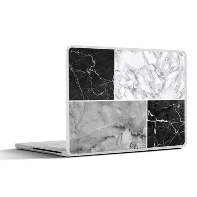 Produktbild von MuchoWow® Laptop Aufkleber Sticker Cover Marmor - Schwarz - Weiß - Grau 25x18 cm - Laptop-Deko