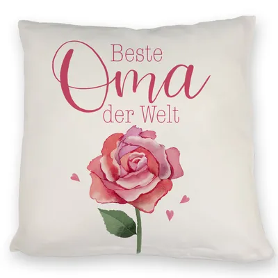 Produktbild von Rose Kissen mit Spruch Beste Oma der Welt