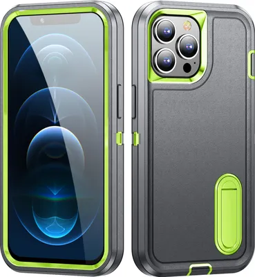 Produktbild von Hülle für iPhone 12 / 12 Pro Hybrid Dreilagige Robust Stoßfest Schwerlast Schutzhülle mit Ständer Grau