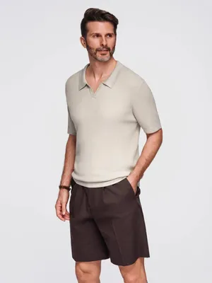 Immagine prodotto di Polo da uomo senza bottoni Ombre con colletto aperto grigio chiaro L