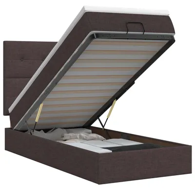 Productafbeelding van vidaXL Ottoman bed met matras, donkerbruin, 90 x 190 cm, gestoffeerd