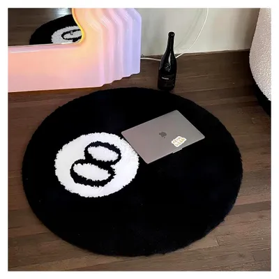 Produktbild von Mikrofaser Runder 8 Ball Teppich - Plüsch und weich, rutschfest, 60 cm