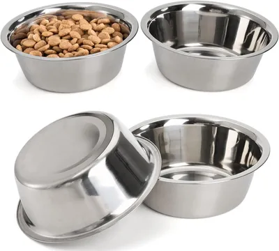 Image de Gamelles en acier inoxydable pour chiens et chats - Lot de 4, 21 cm de diamètre