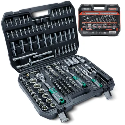 Produktbild von CCLIFE Ratschenkasten 187 tlg Cr-V mit 1/4" 3/8" 1/2" Ratschenkoffer – 187tlg