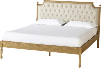 Produktbild von Romantisches Doppelbett im Stil aus Eiche und Premium-Leinen
