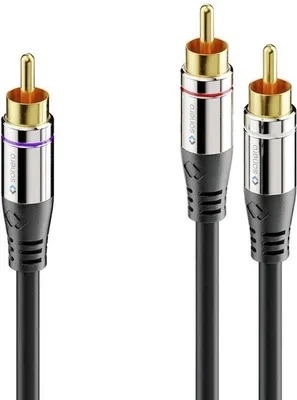 Productafbeelding van 10,0 m RCA-kabel, 1 x RCA naar 2 x RCA Audio Y-kabel, subwoofer, HiFi-installatie, versterker, zwart